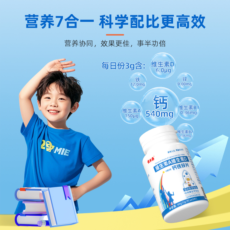 维生素A维生素D钙铁锌片|抓住春季长高关键期，钙D同补添助力！